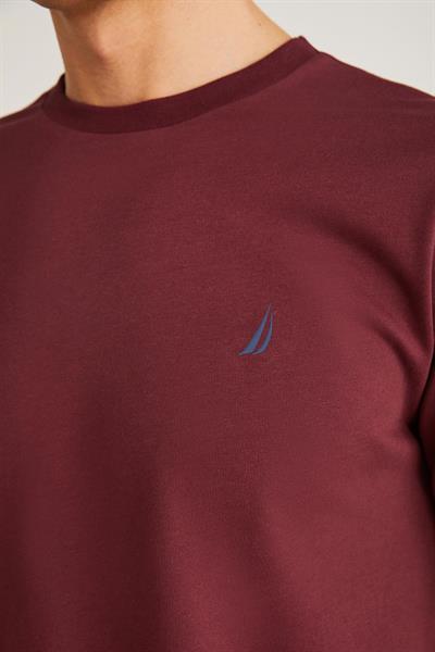 Nautica Erkek Bordo T-Shirt %100 Pamuk
