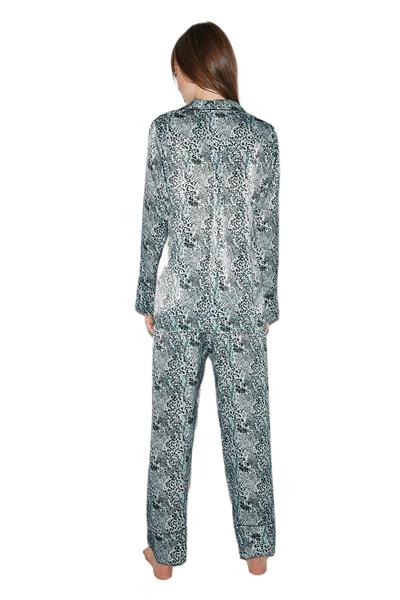 Penye Mood Kadın Silky Feel Saten Leopar Pijama Takımı 2036