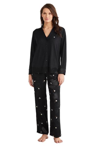Penye Mood Kadın Siyah Pijama Takım 9714