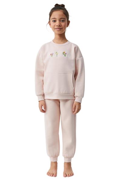 Penye Mood Kız Çocuk Pembe Pijama Takım PM9936 