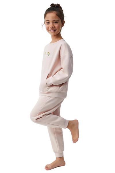 Penye Mood Kız Çocuk Pembe Pijama Takım PM9936 