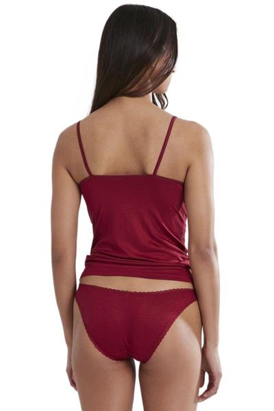 Pierre Cardin Kadın Bordo Dantelli Penye Atlet Külot / Kaşkorse Set 356