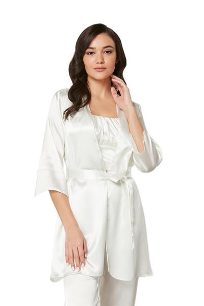 Pierre Cardin Kadın Ekru Saten 3lü Pijama Takımı 2075 