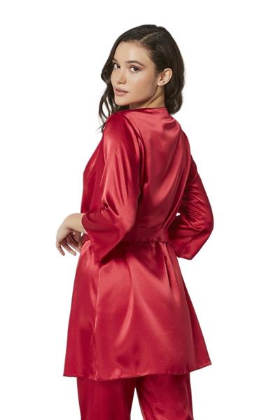 Pierre Cardin Kadın Kırmızı Saten 3lü Pijama Takımı 2075