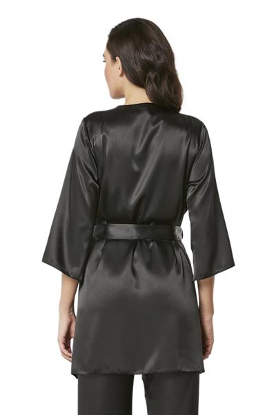 Pierre Cardin Kadın Siyah Saten 3lü Pijama Takımı 2075 