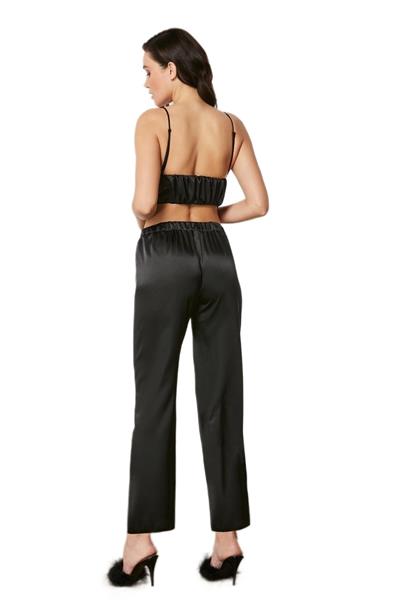 Pierre Cardin Kadın Siyah Saten 3lü Pijama Takımı 2075 