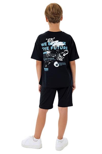 Rolypoly Erkek Çocuk Siyah Şortlu Pijama Takım 3738 