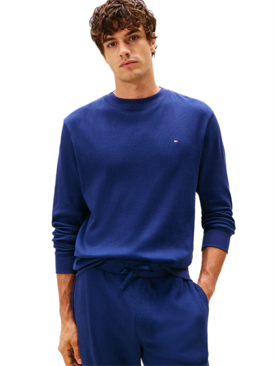 Tommy Hilfiger Erkek Mavi Waffle Sweatshirt UM0UM03620