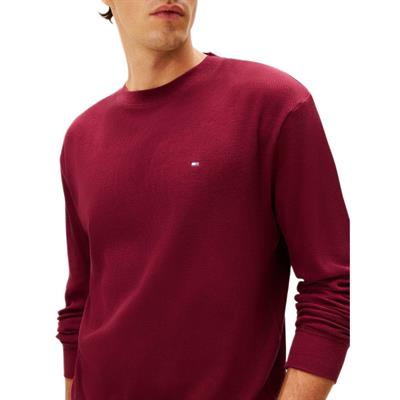 Tommy Hilfiger Erkek Bordo Uzun Kollu Waffle Sweatshirt UM0UM03620