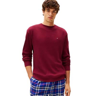 Tommy Hilfiger Erkek Bordo Uzun Kollu Waffle Sweatshirt UM0UM03620