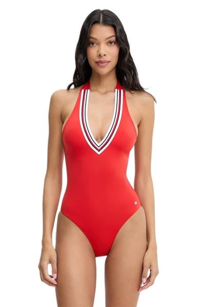 Tommy Hilfiger Kadın Kırmızı Boyundan Bağlamalı Mayo UW0UW06356 