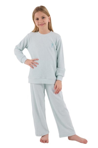 U.S.Polo Assn Kız Çocuk Yeşil Uzun Kollu Pijama Takımı 2328-G 
