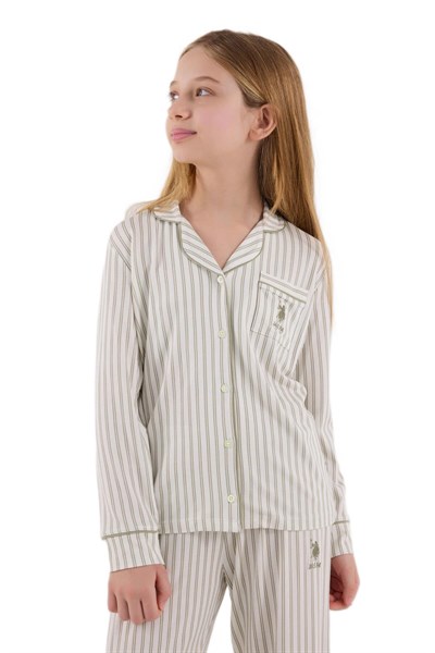 U.S.Polo Assn Kız Çocuk Yeşil Uzun Kollu Pijama Takımı 2326-G 