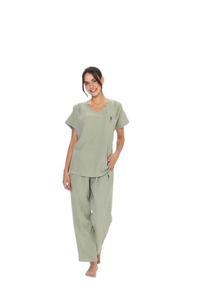 U.S. Polo Assn. Kadın Haki Pijama Takım 20015 