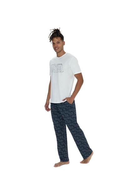 U.S. Polo Assn. Erkek Ekru 3lü Pijama Takım 18903 