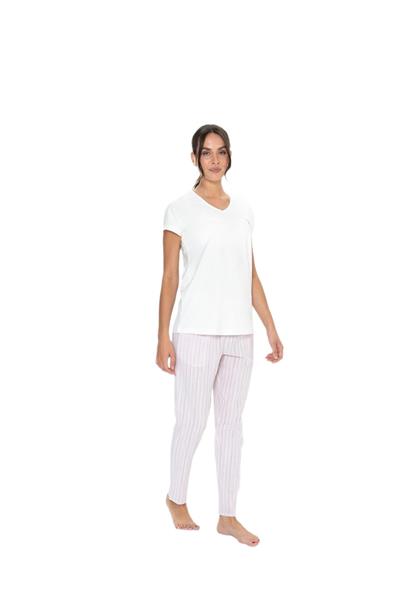 U.S. Polo Assn. Kadın Ekru Pijama Takım 20019 