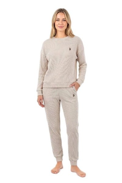 U.S. Polo Assn. Kadın Bej Pijama Takım 20299 