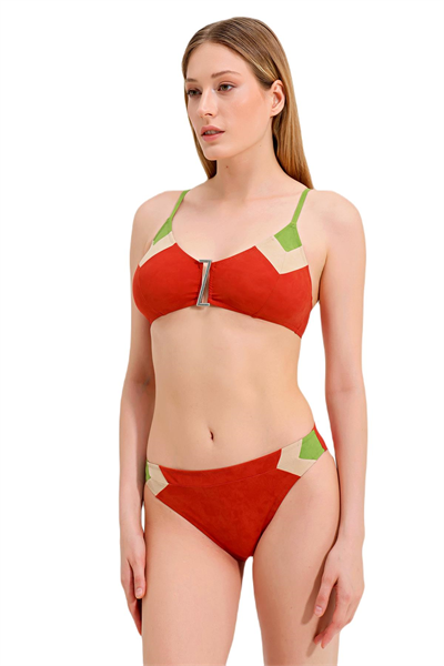 Zeki Aksesuar Detaylı Turuncu Bikini Takım