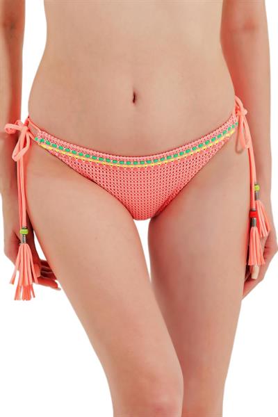 Zeki Cam Boncuk Detaylı Koral Bikini Alt 