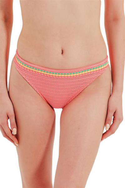 Zeki File Detaylı Koral Bikini Alt 