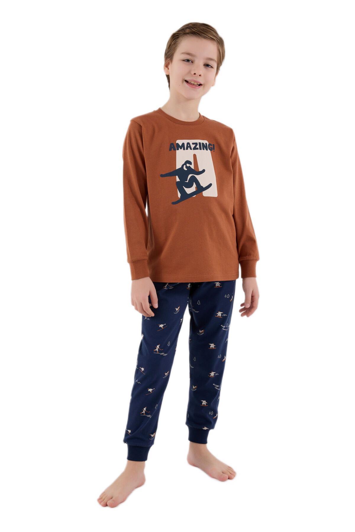 Arnetta Erkek Çocuk Kahve Pijama Takımı 3516-G 