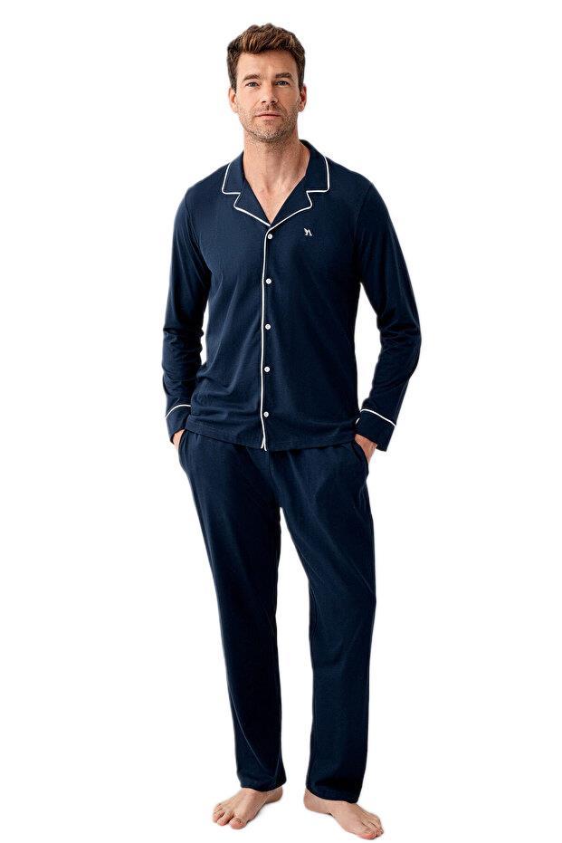Arnetta Erkek Lacivert Boy Düğme Pijama Takımı 3675