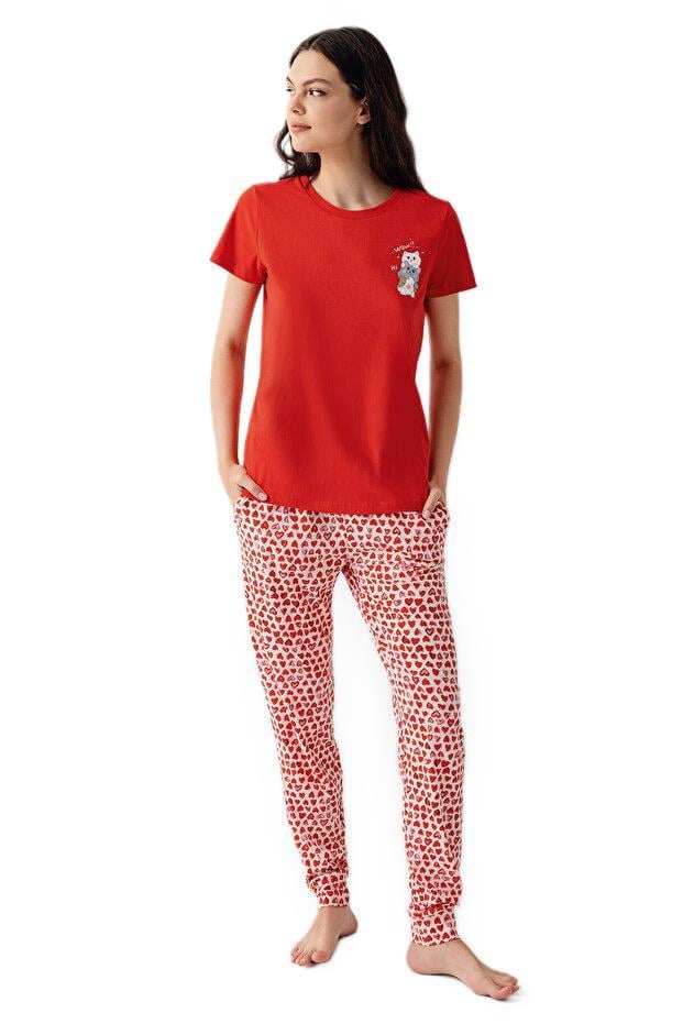 Arnetta Kadın Kırmızı Pijama Takımı 3581 