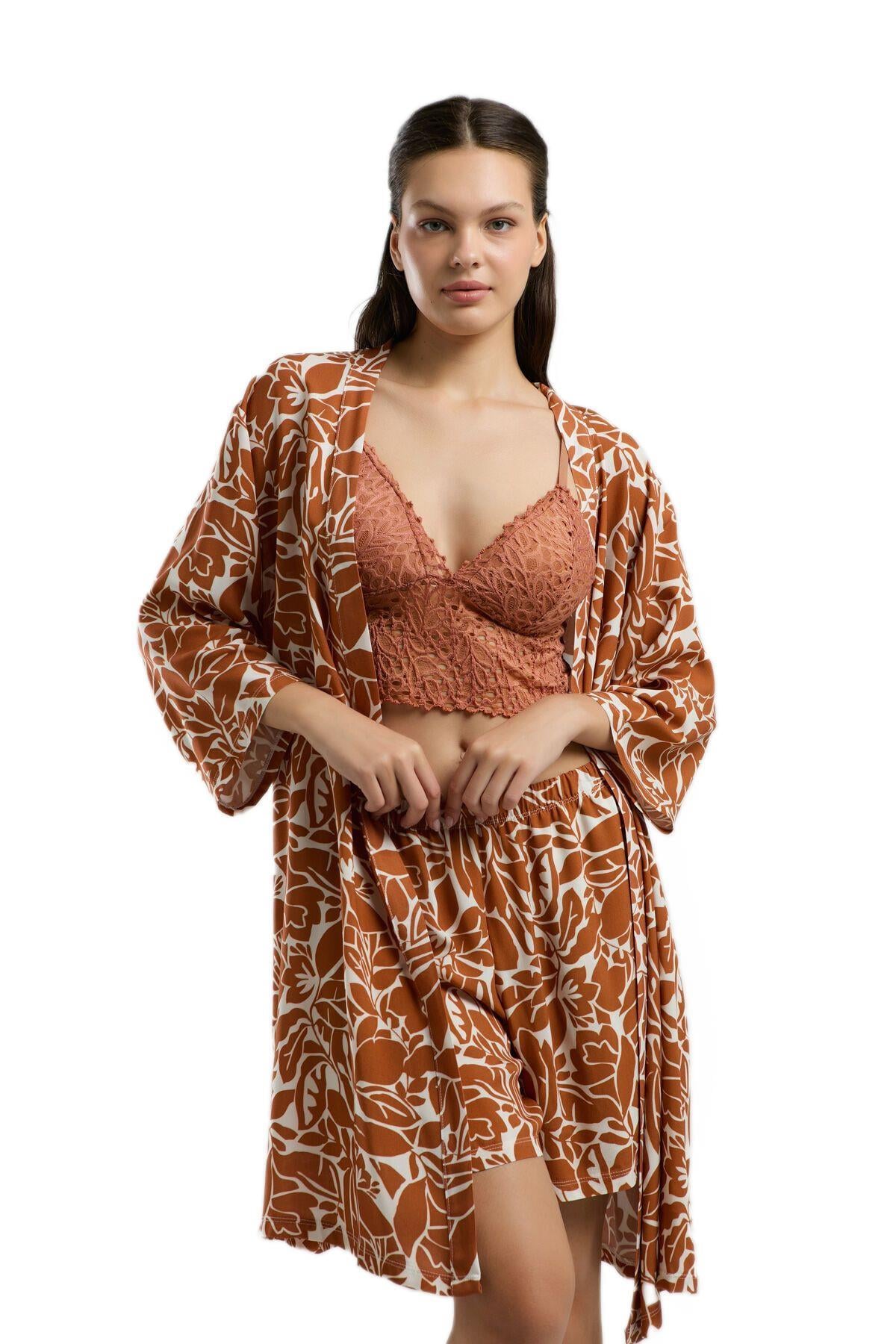 Arnetta Kadın Krem 3'lü Pijama Takım 3230