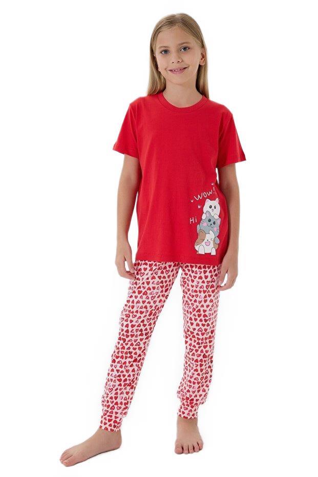 Arnetta Kız Çocuk Kırmızı Pijama Takımı 3581-2 