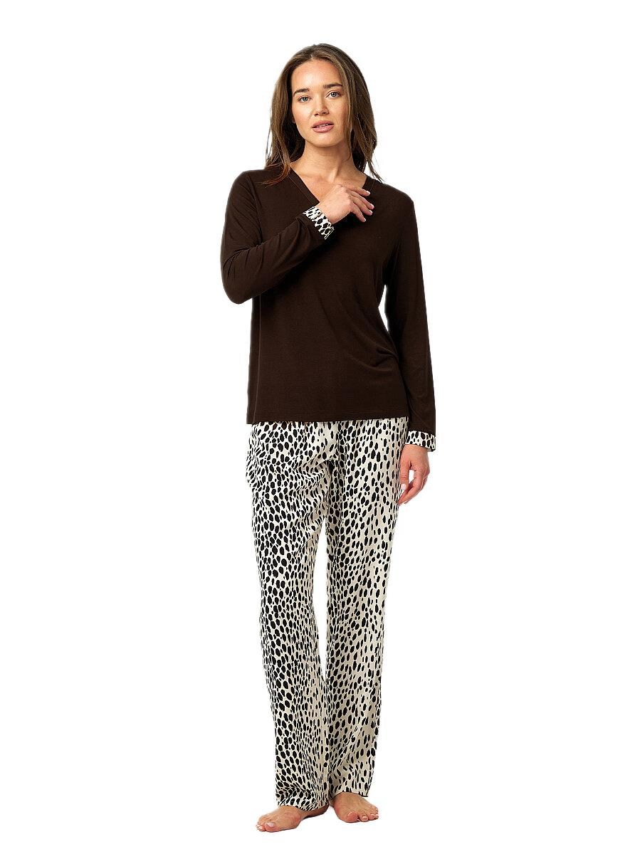 Blackspade Kadın Kahverengi Uzun Kol Pijama Takımı 52225 