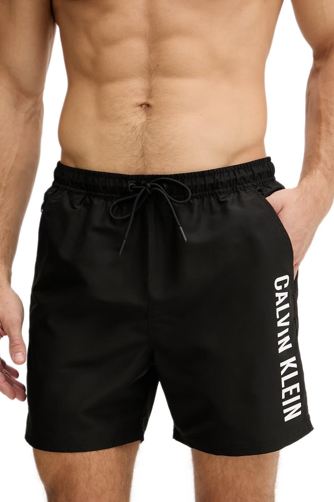 Calvin Klein Erkek Siyah Orta Boy Bağcıklı Deniz Şortu LV00N61047 