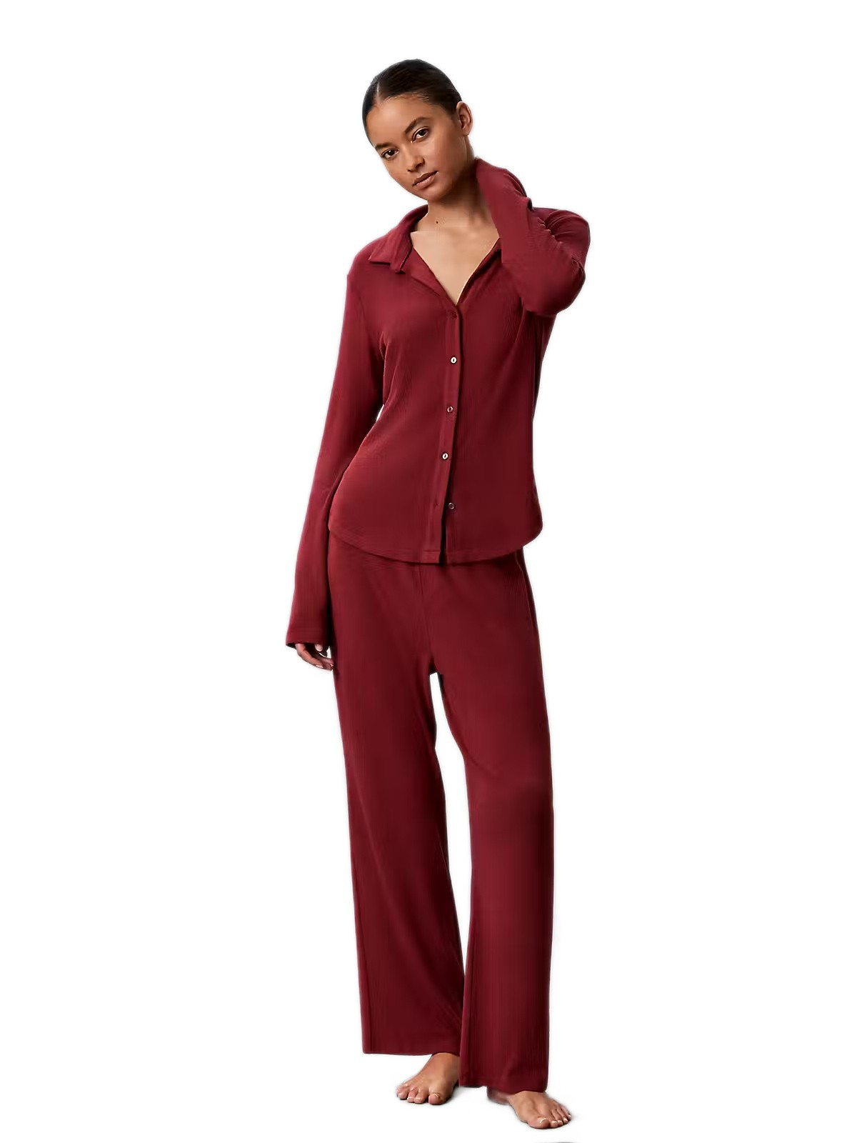 Calvin Klein Kadın Bordo Pijama Takım LV00QS7582