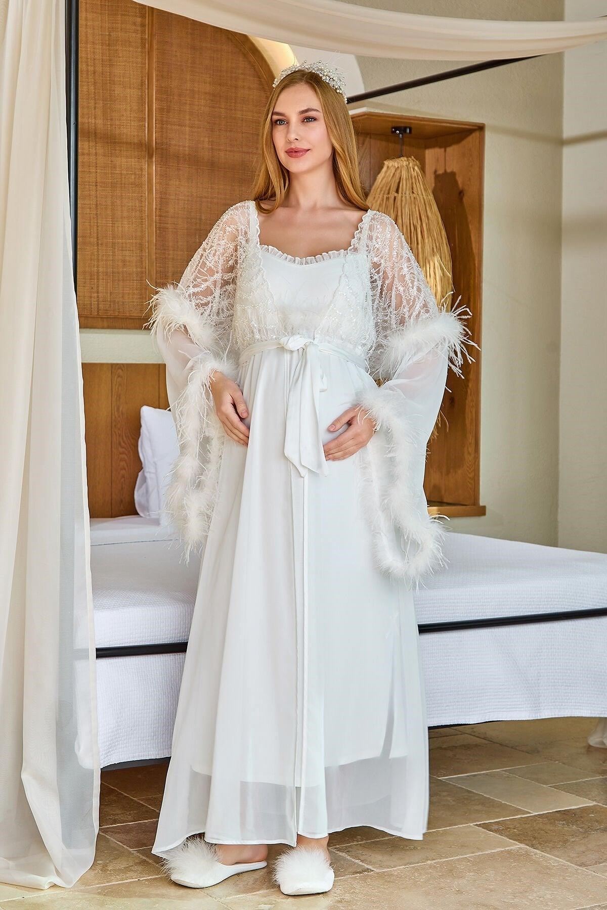 Cossy By Aqua Kadın Krem Sabahlık A25596 
