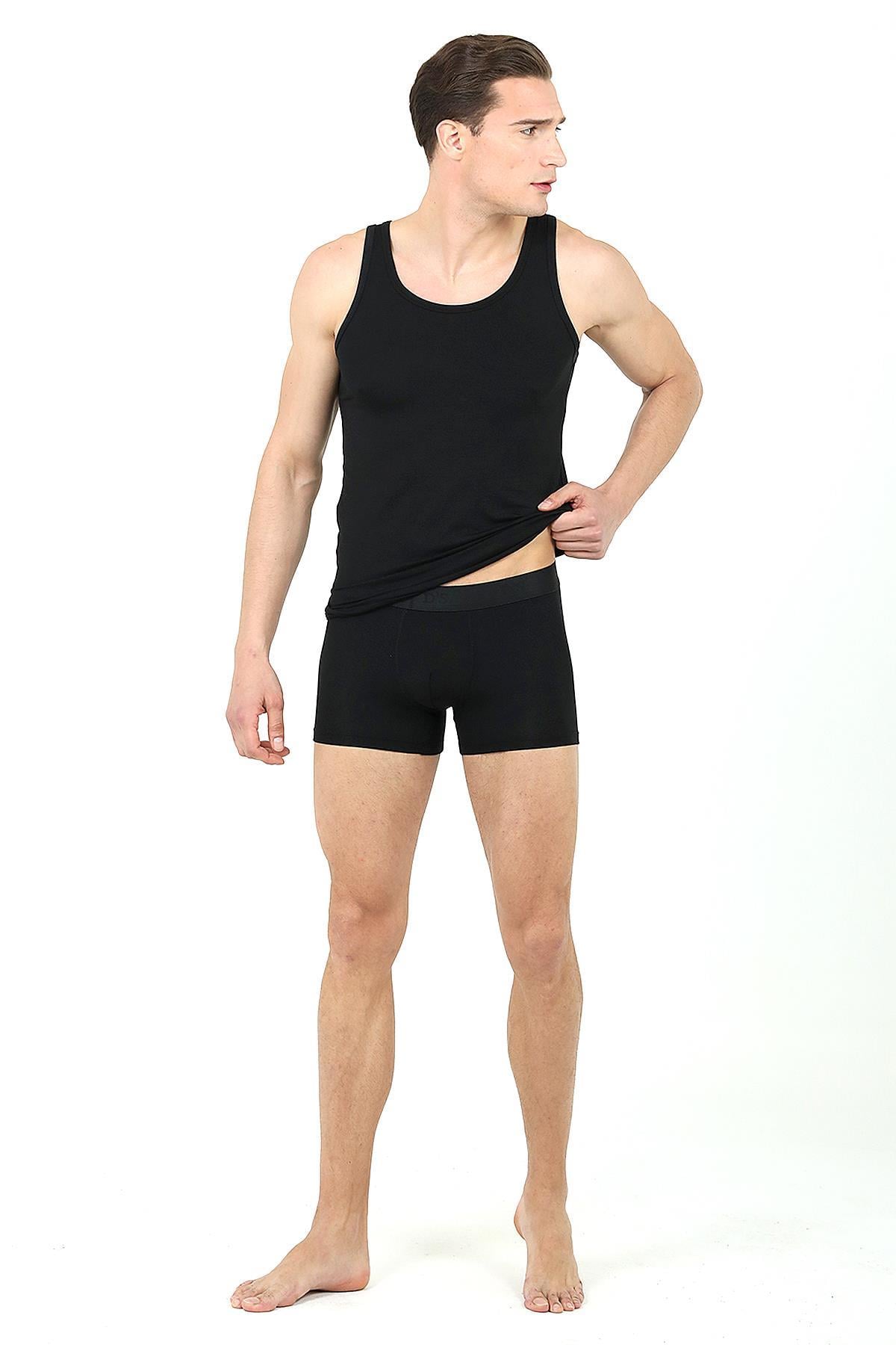 D's Damat Erkek Siyah Modal Atlet Boxer Set 220301