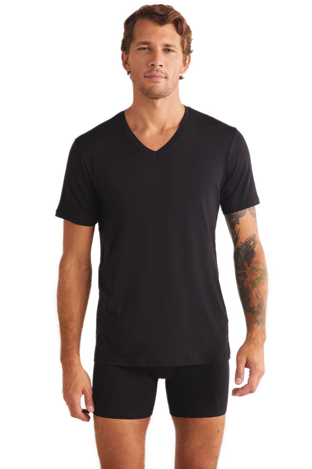 Kom Emilio V Yaka Modal Erkek Siyah Tshirt 
