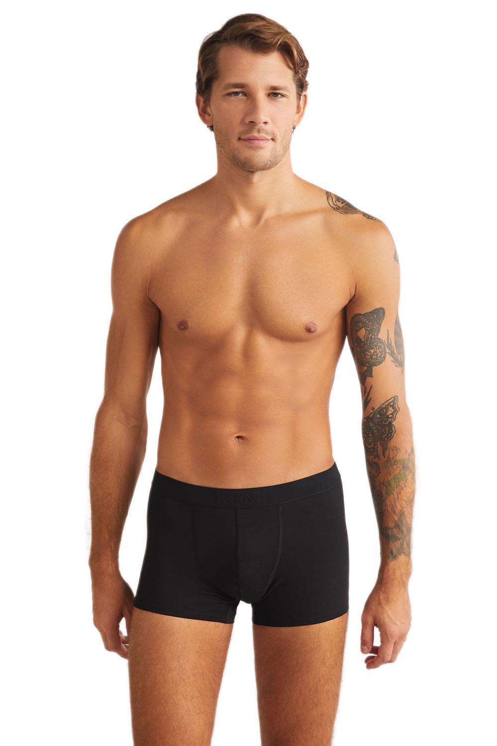 Kom Troy Pamuk Modal Erkek Siyah Boxer 