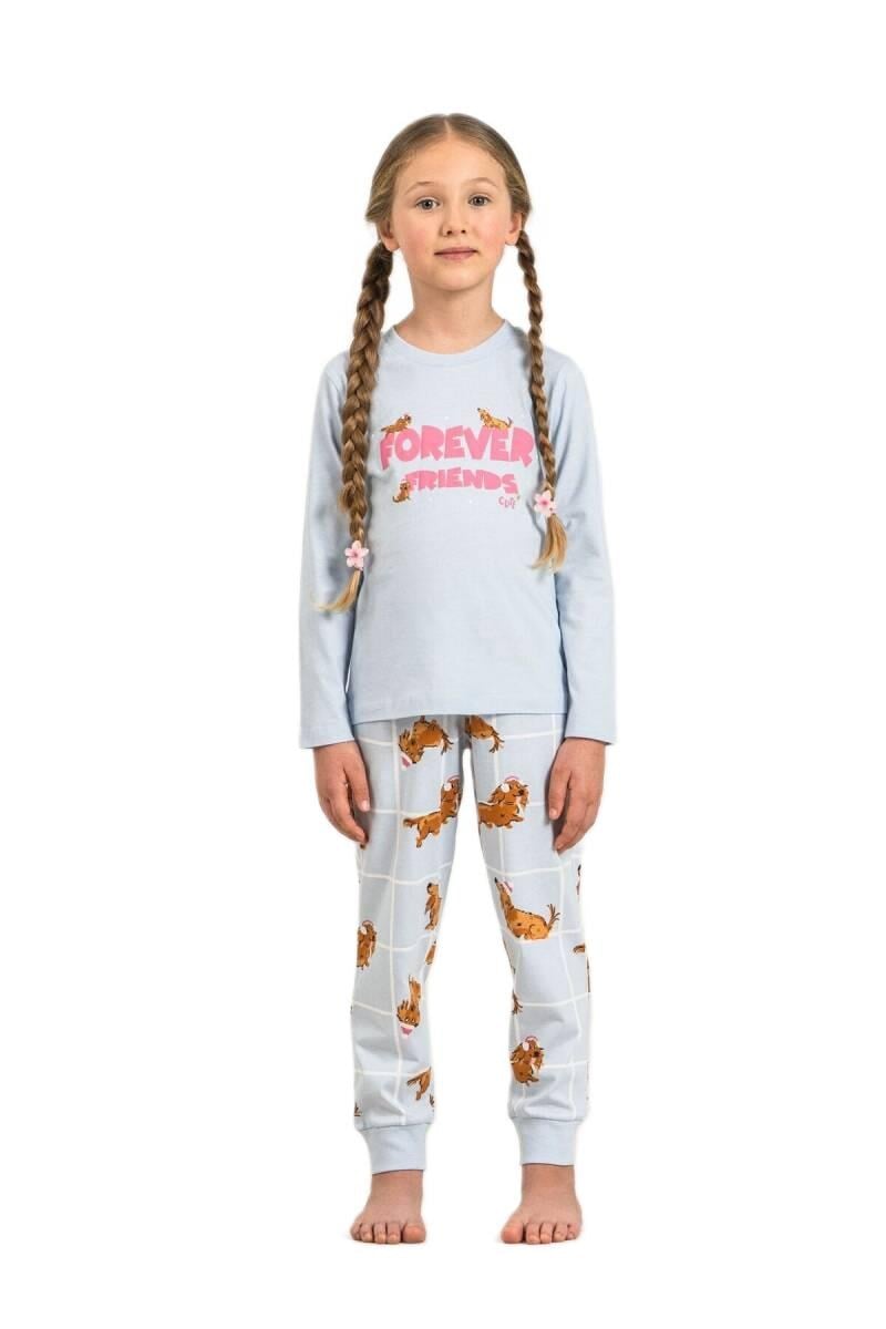Rolypoly Kız Çocuk Mavi Uzun Kol Pijama Takımı 3907-G 