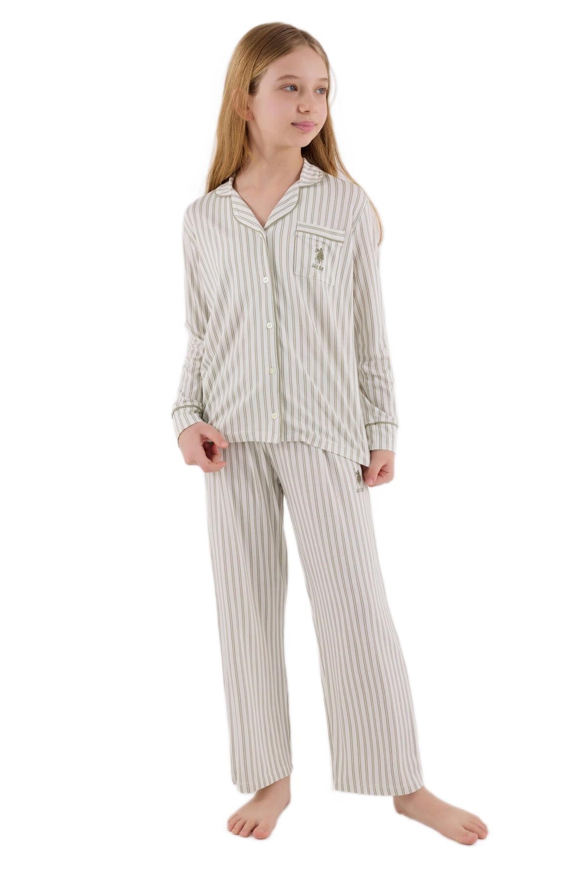 U.S.Polo Assn Kız Çocuk Yeşil Uzun Kollu Pijama Takımı 2326-G 