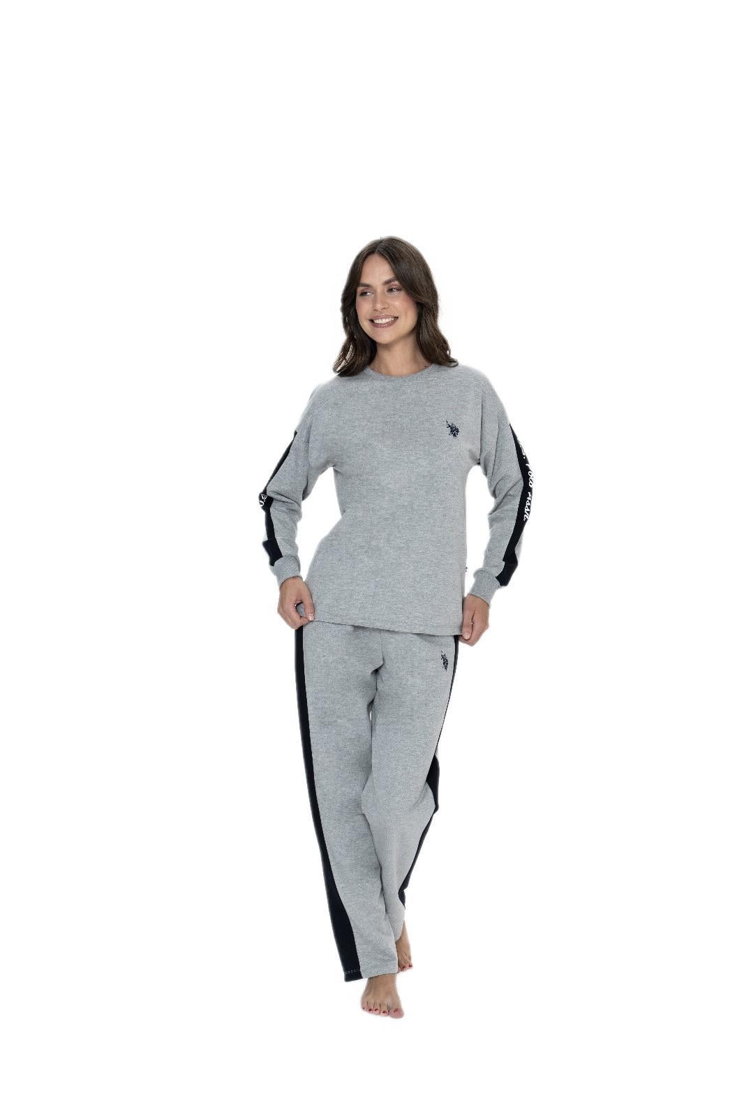 U.S. Polo Assn. Kadın Gri Melanj Pijama Takım 17076 