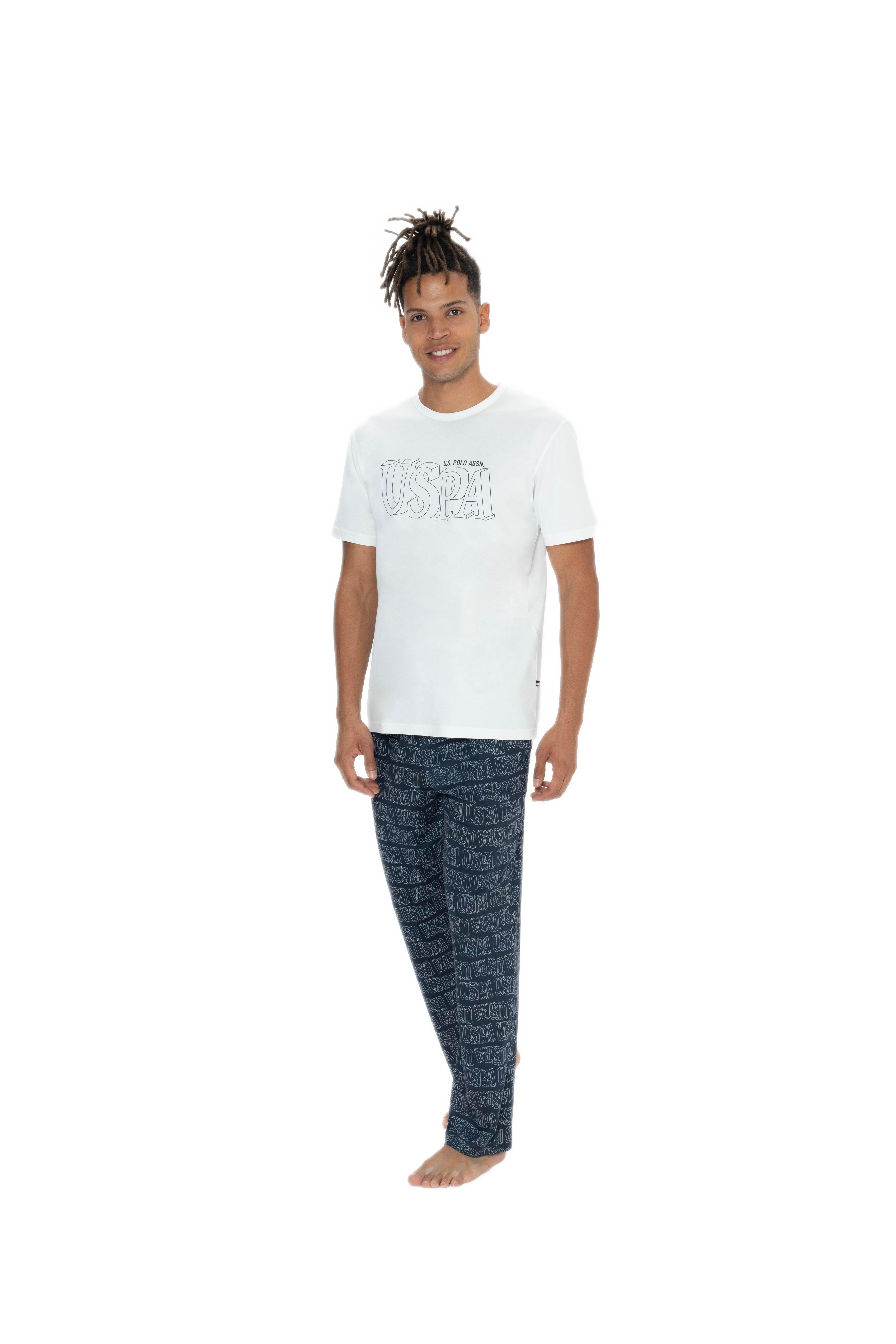 U.S. Polo Assn. Erkek Ekru 3'lü Pijama Takım 18903 