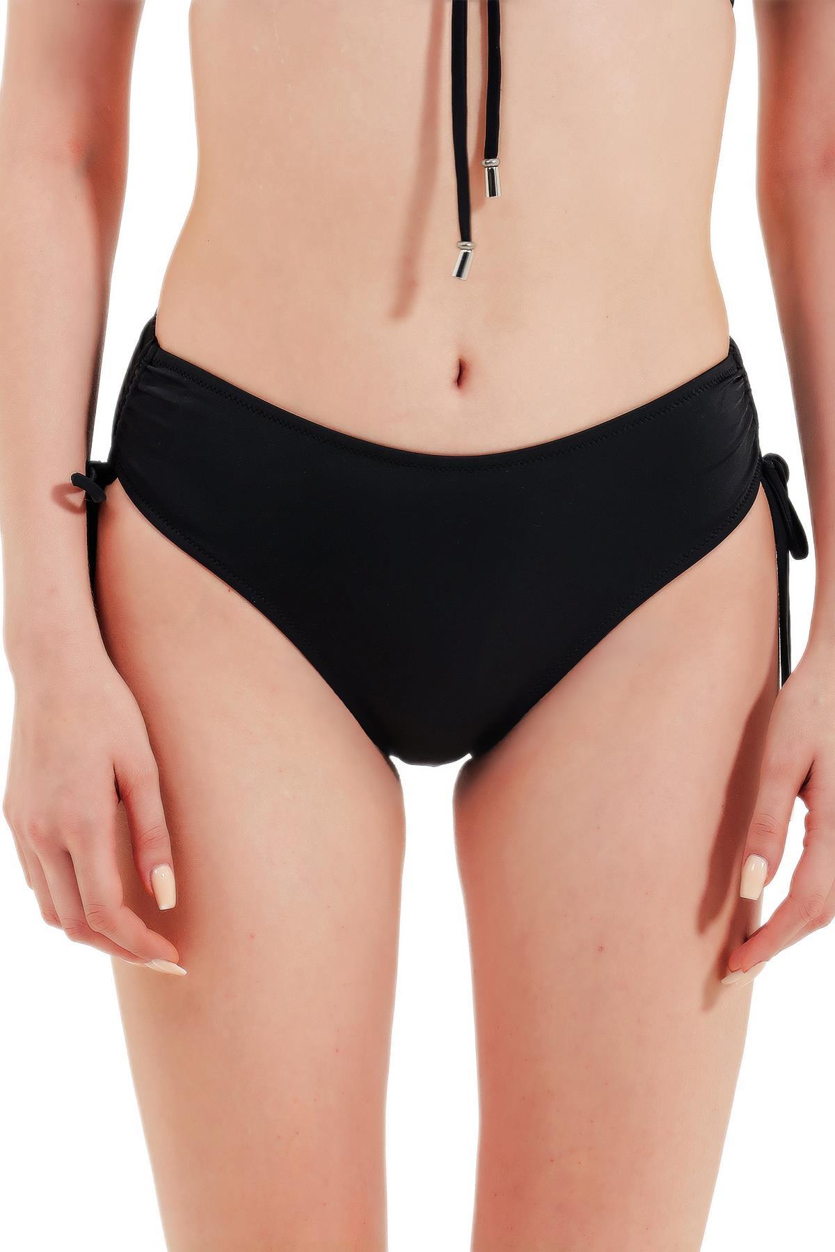 Zeki Yüksel Bel Yan Büzgülü Siyah Bikini Alt 
