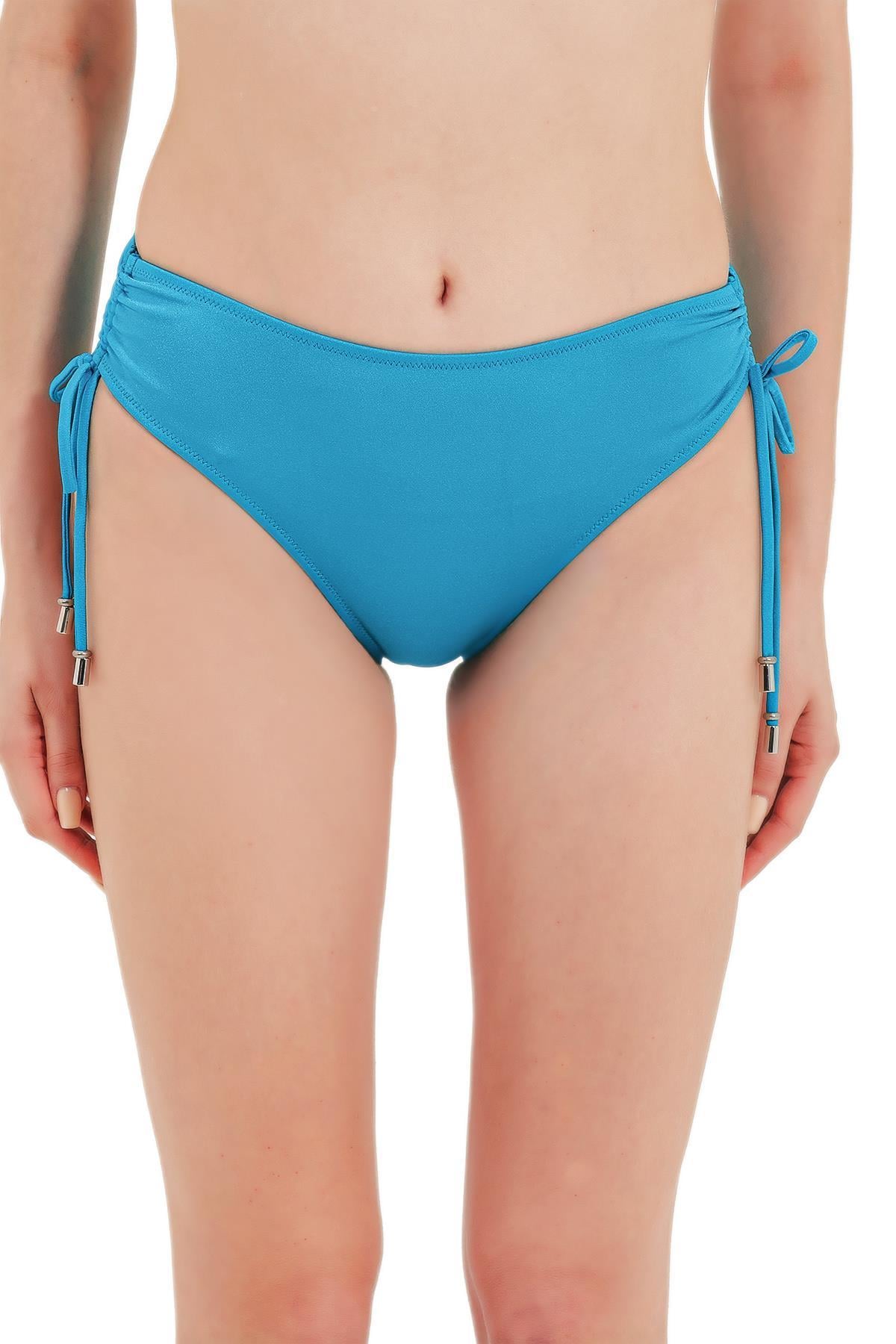 Zeki Yüksel Bel Yan Büzgülü Turkuaz Bikini Alt 