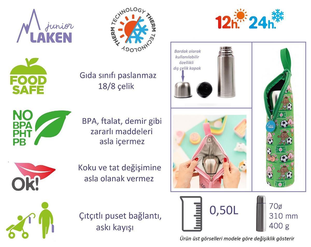 Laken Çelik 18/8 Termos+Neopren Kılflı 0,50L - Jumping LKL1800.05JU