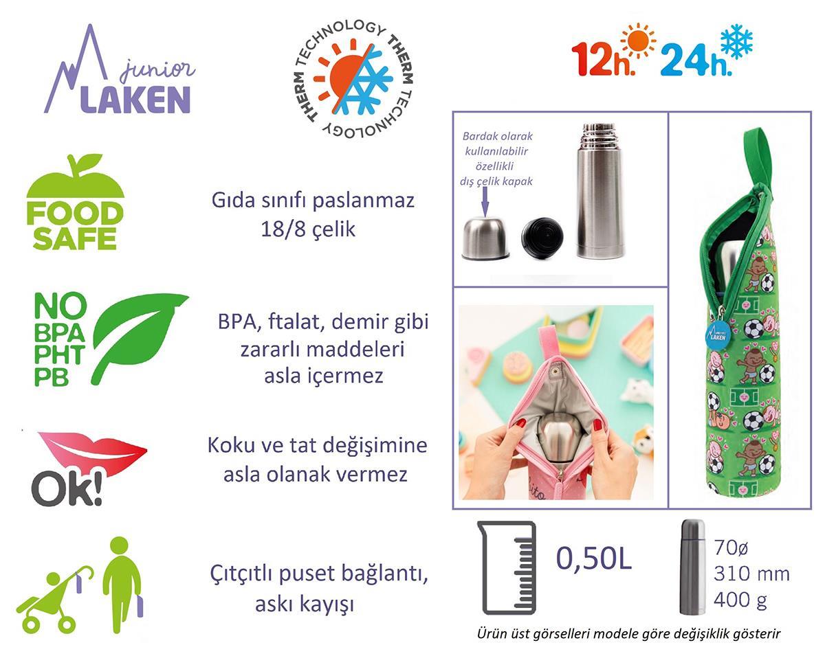 Laken Çelik 18/8 Termos+Neopren Kılflı 0,50L - Pitxitxi LKL1800.05P