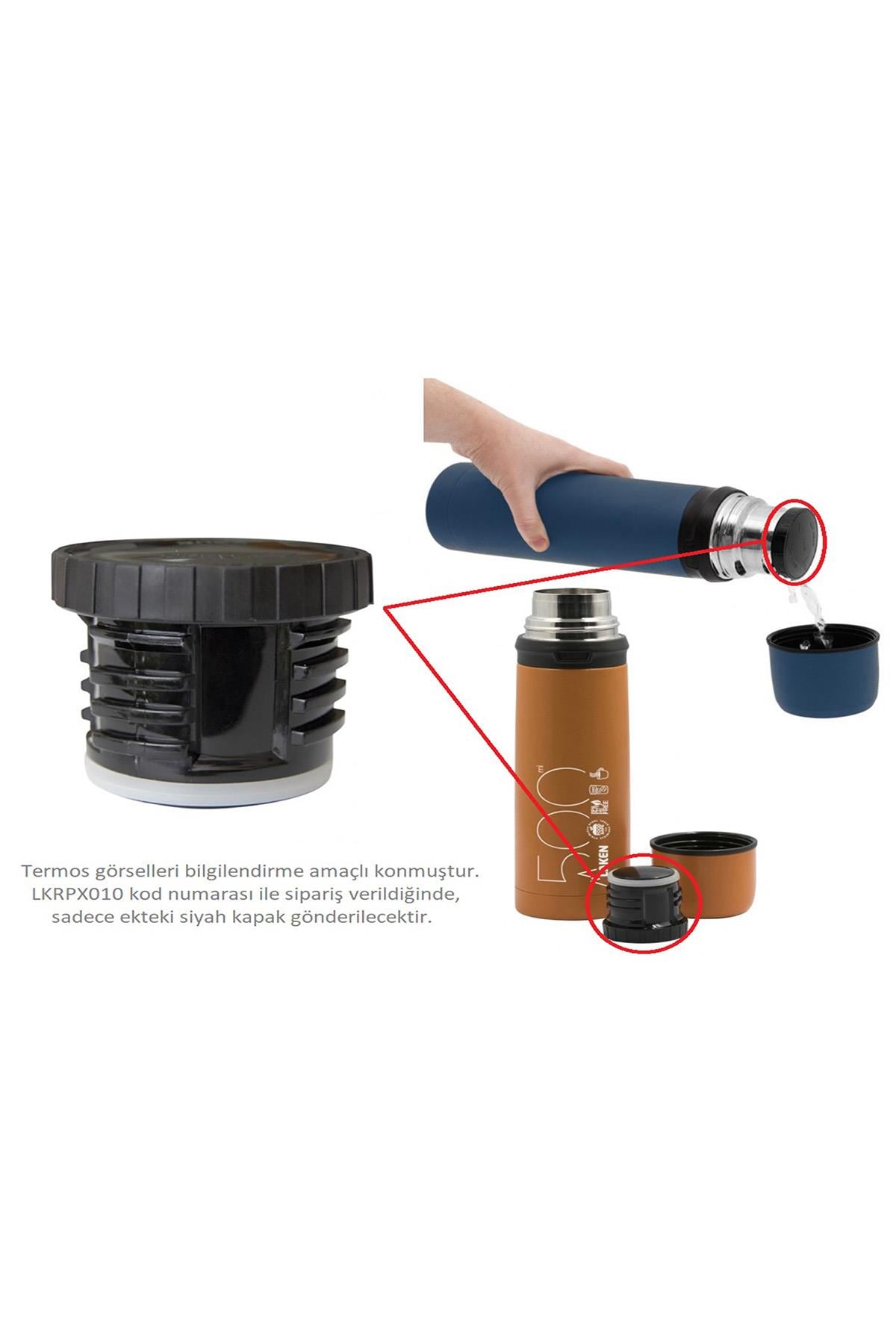 Laken Çelik Baverages 180075 Termo 0.75L Vidalı İç Kapak - Siyah LKRPX010
