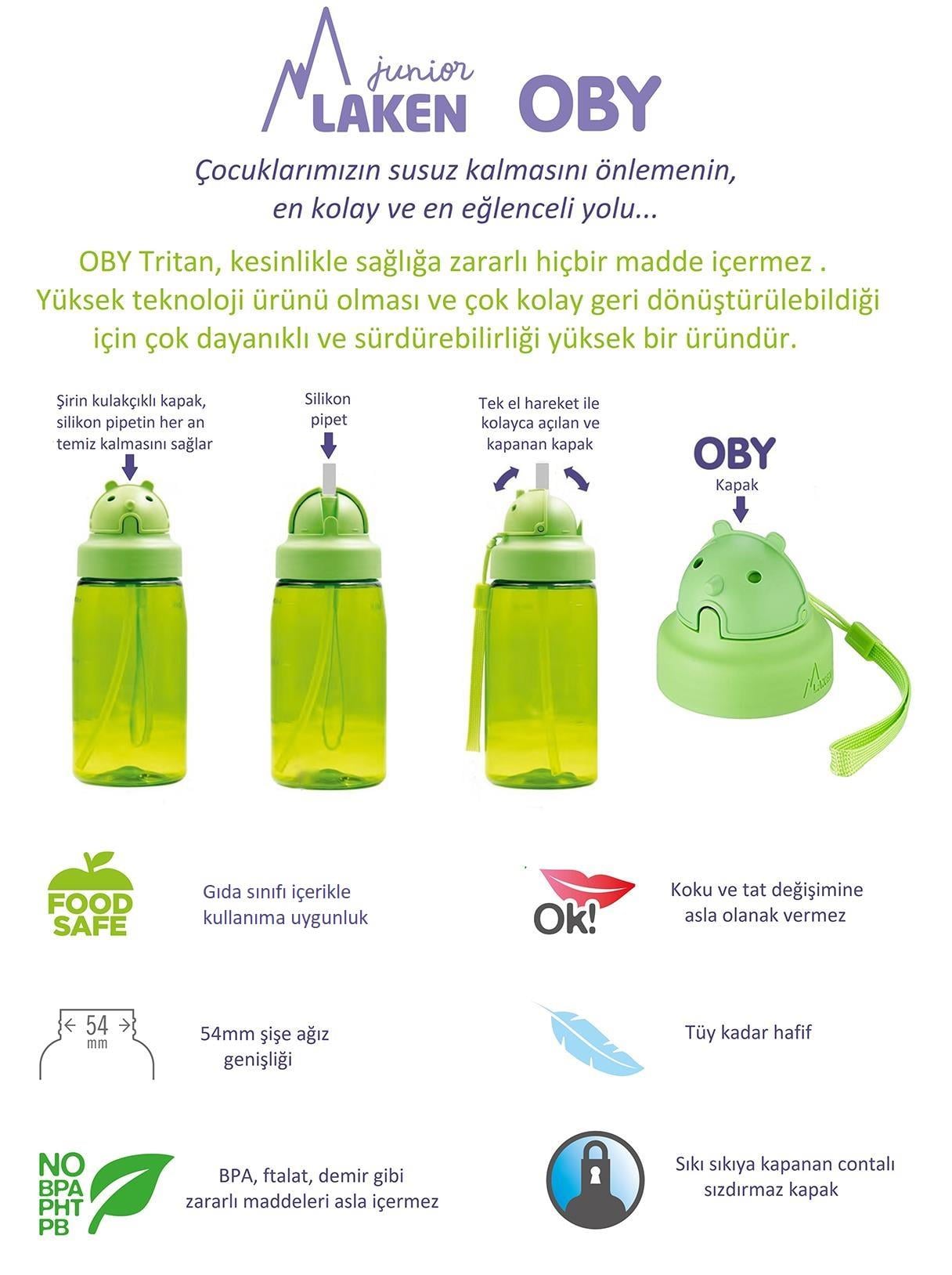 Laken OBY Kapaklı TRITAN Şişe 0,45L- SCOOTER  LKOBYSC
