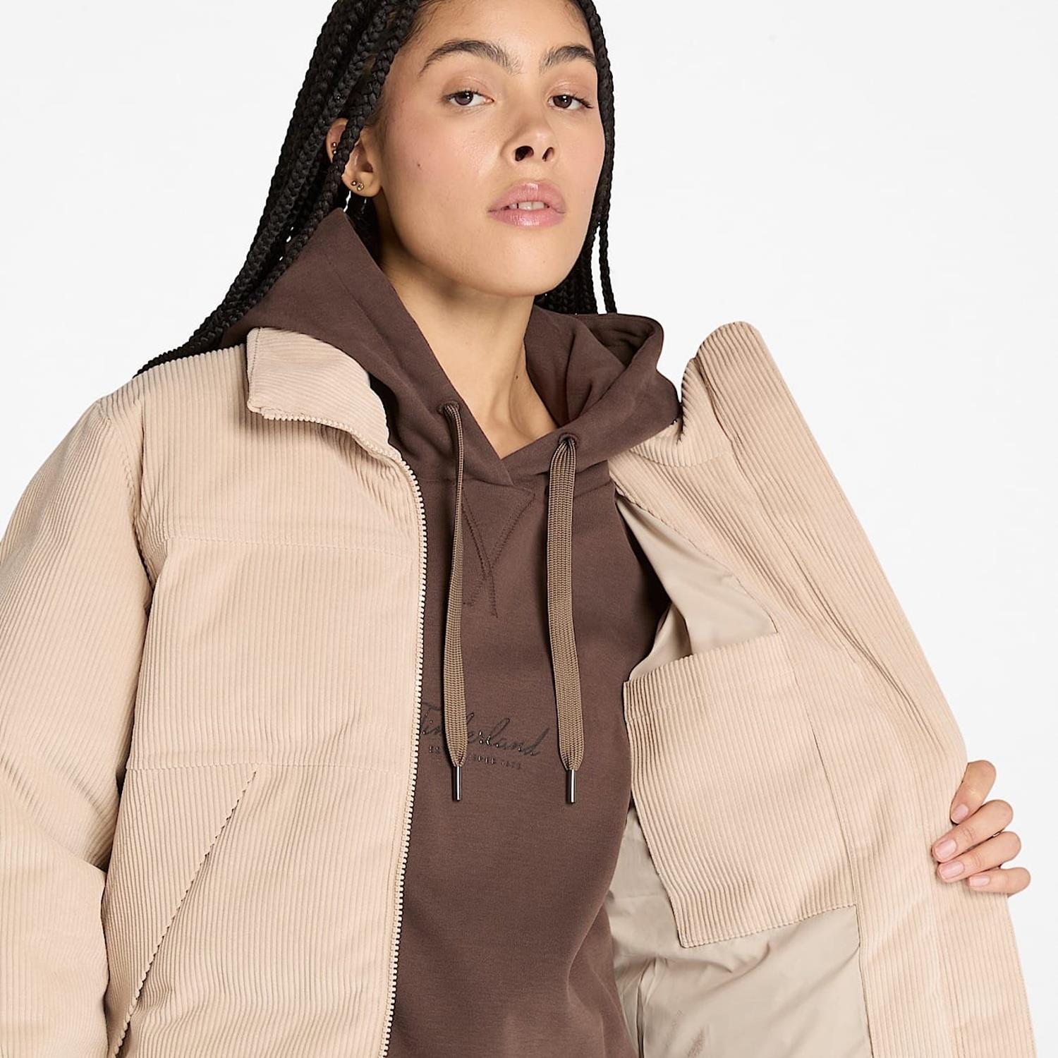 Timberland Kadın Bej Welch Mountain Su Geçirmez Fitilli Kadife Şişme Mont TB0A2R1DEYK1