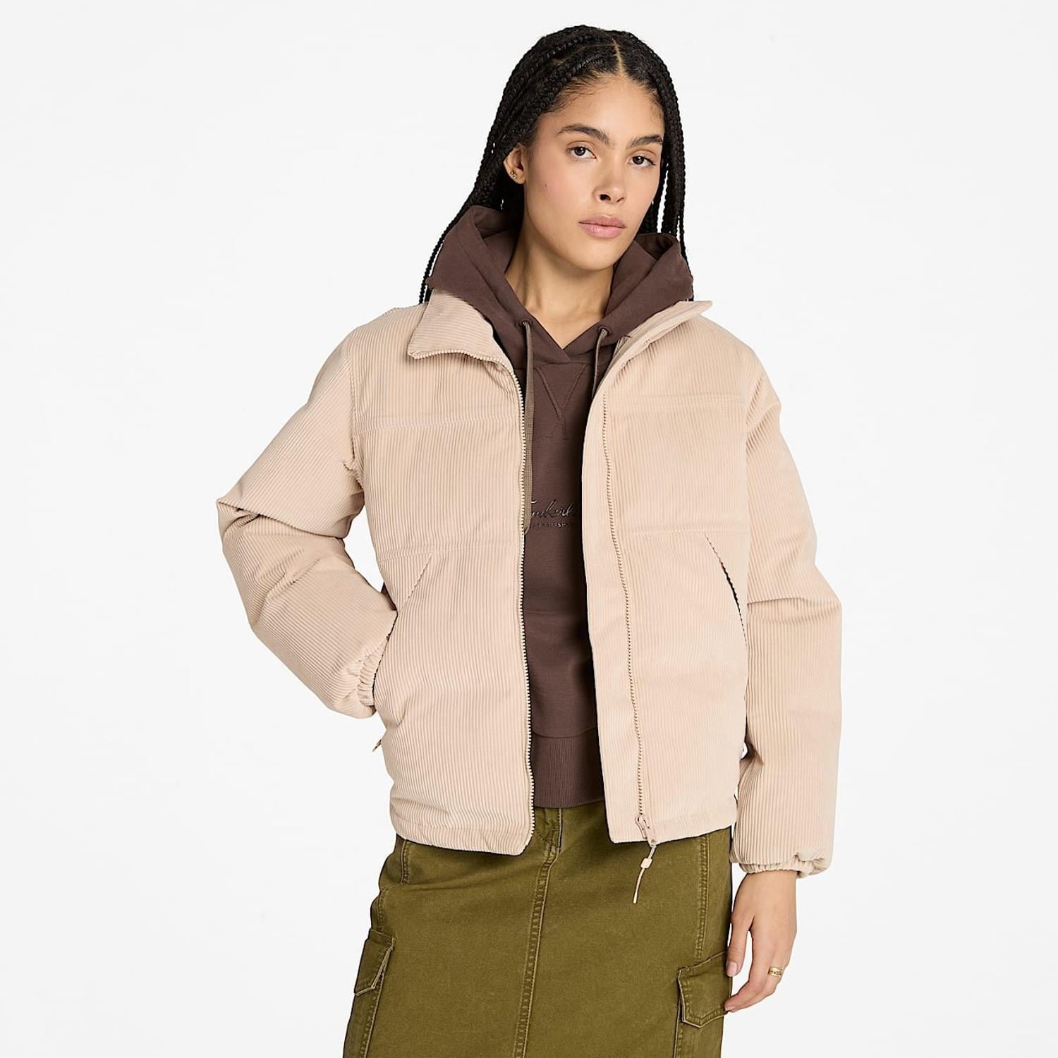 Timberland Kadın Bej Welch Mountain Su Geçirmez Fitilli Kadife Şişme Mont TB0A2R1DEYK1