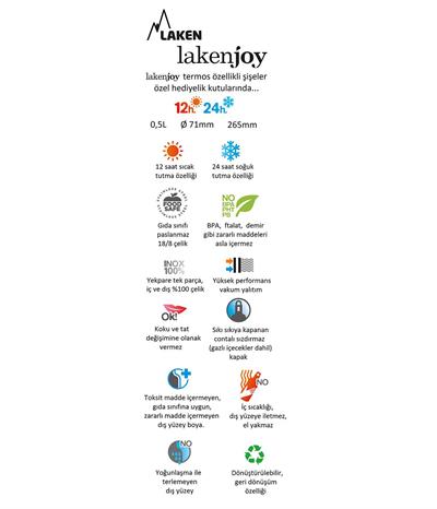 Laken Çelik 18/8 LakenJoy Termos Şişe 0,50L - Çelik  LKJ50