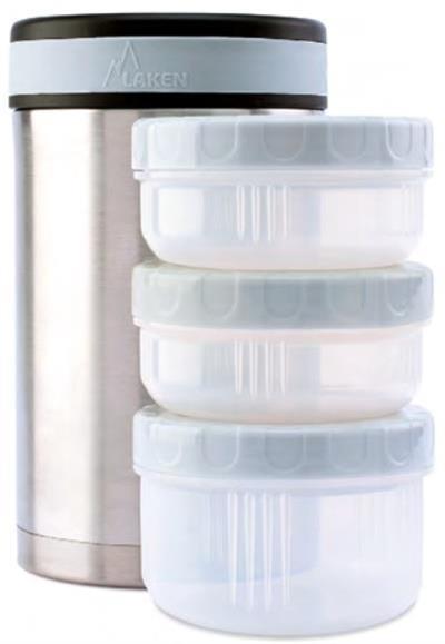 Laken Çelik 18/8 Termos Yemek Sefer Tası+Nprnn Kılıflı 1,5L - Gri LKP15